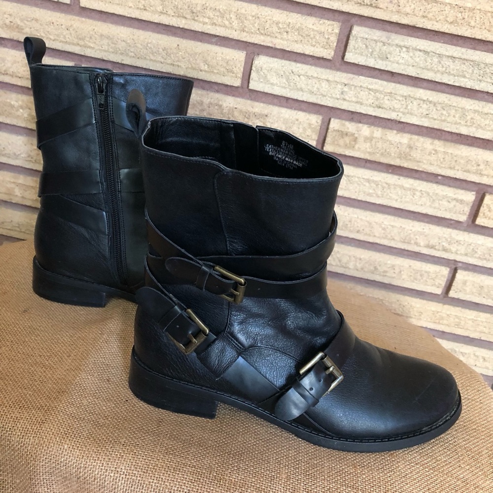 Black Leather Ankle Boots - Size 8.5 - 8 1/2 - Nine West - Black Booties
